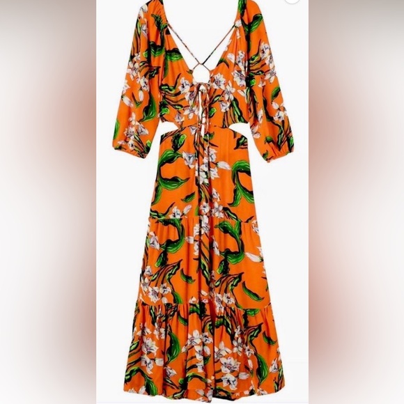 Zara Dresses & Skirts - Zara Vibrant Orange Long Sleeve Dress. Vacation Ready - Preloved